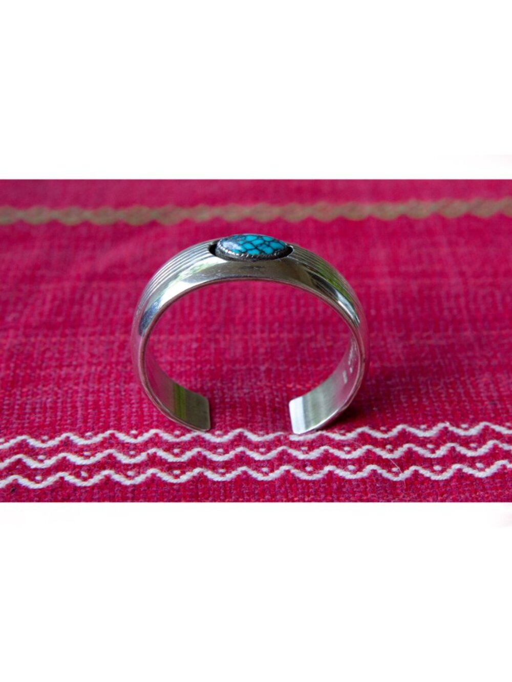 Jackson Navajo Sterling Silver Cuff Bracelet with Turquoise - Picture 3 of 7